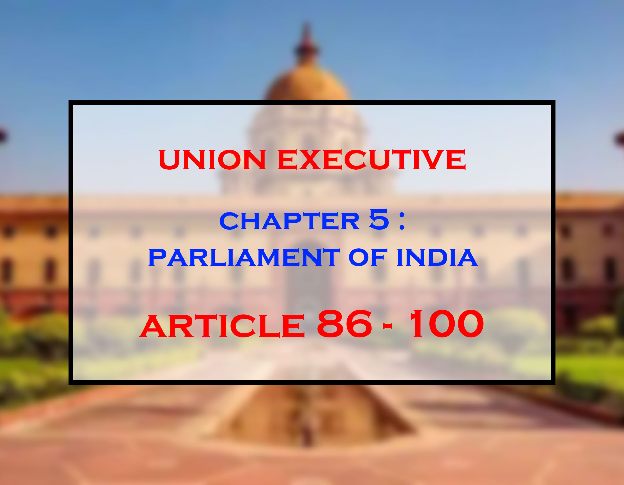 Parliament of India (Article 86 – 100)